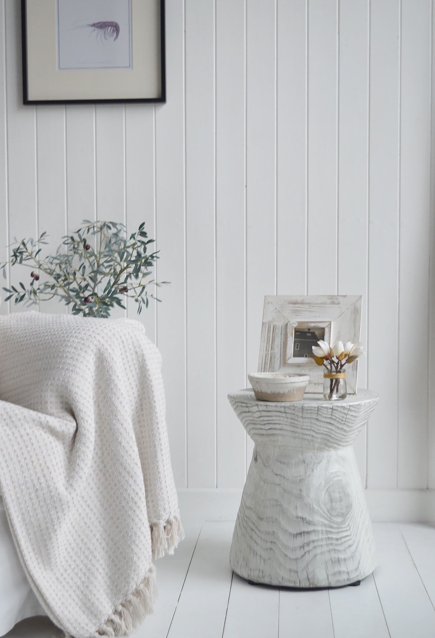 The Whitehaven Table enhances coastal interiors with its natural, driftwood-inspired texture and timeless design.